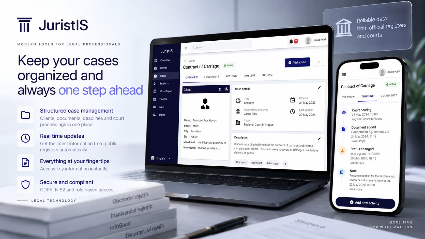 JuristIS - client dashboard overview