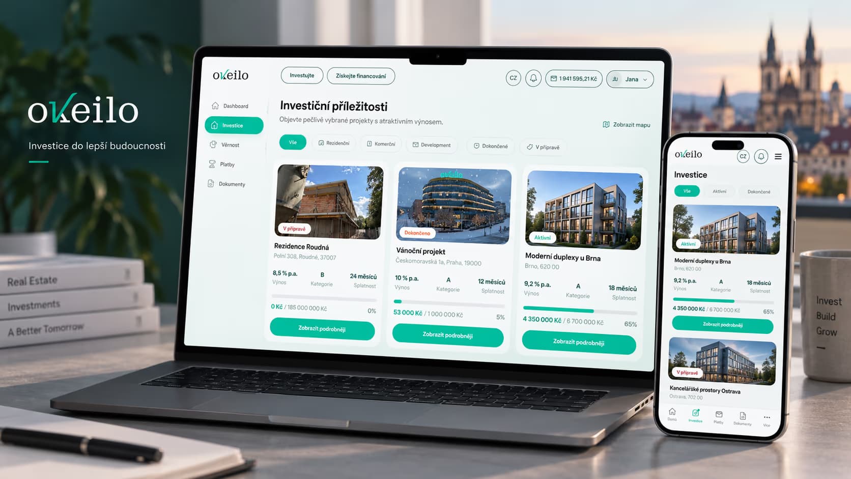 Okeilo investment opportunities on desktop and mobile